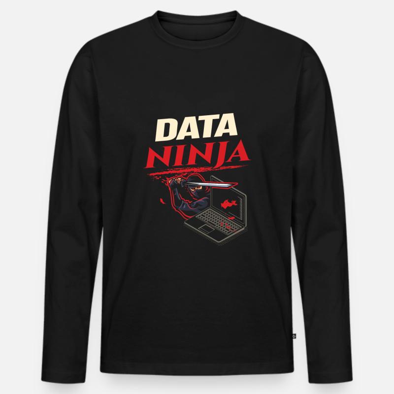Data Ninja computer programming coder - Männer Premium Bio Langarmshirt - Schwarz