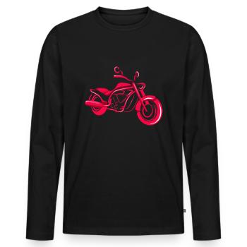 Motorbike Minimalist - Men's Premium Organic Long Sleeve Shirt - black - Front - Nico (187cm)