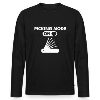 Crochetage de serrure sur la conception de serrurier de serrurerie - T-shirt manches longues Premium bio Homme - noir - Devant - Nico (187cm)