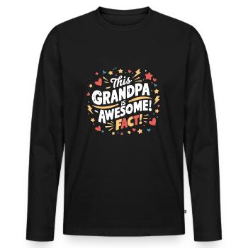 Notre super arrière-grand-père - T-shirt manches longues Premium bio Homme - noir - Devant - Nico (187cm)