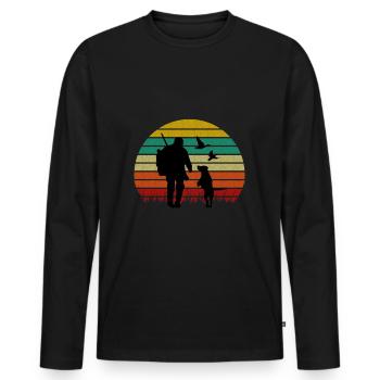 Chasse au chien chasseur - T-shirt manches longues Premium bio Homme - noir - Devant - Nico (187cm)