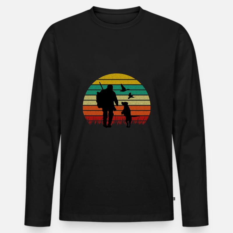 Jäger Hund Jagd - Männer Premium Bio Langarmshirt - Schwarz
