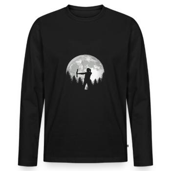 Chemise femme tir à l'arc pour archer - T-shirt manches longues Premium bio Homme - noir - Devant - Nico (187cm)