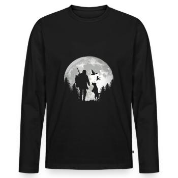 Chasseurs de chasse avec chemise chien pour les chasseurs - T-shirt manches longues Premium bio Homme - noir - Devant - Nico (187cm)