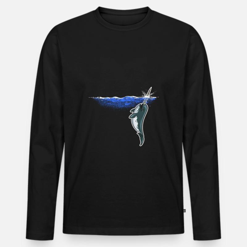 Narwal Narwale - Männer Premium Bio Langarmshirt - Schwarz