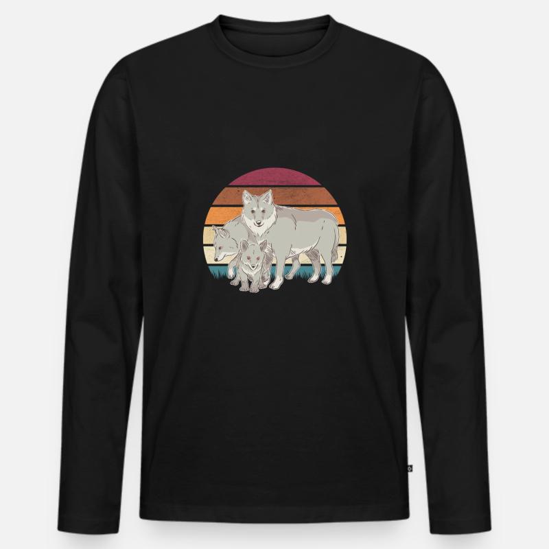 Wolfsrudel Wölfe Wolf - Männer Premium Bio Langarmshirt - Schwarz