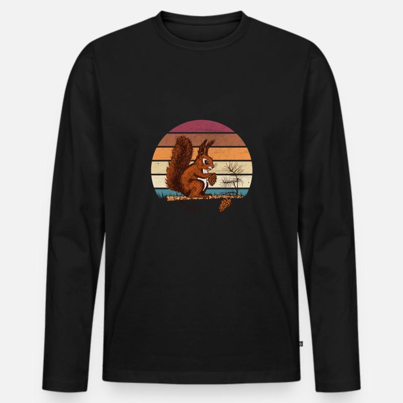 Eichhörnchen Design - Männer Premium Bio Langarmshirt - Schwarz