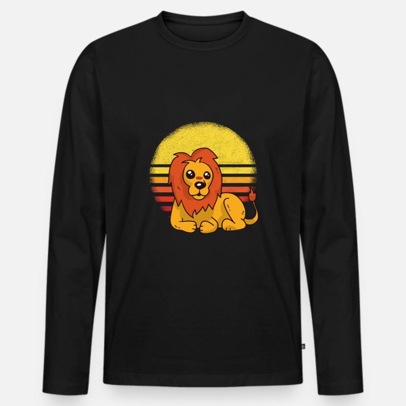 Löwe Lustig - Männer Premium Bio Langarmshirt - Schwarz