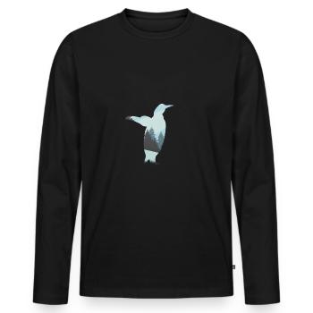 Pingouin pingouins pôle sud - T-shirt manches longues Premium bio Homme - noir - Devant - Nico (187cm)
