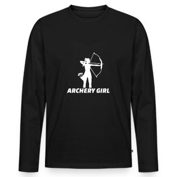 Femme archer - T-shirt manches longues Premium bio Homme - noir - Devant - Nico (187cm)