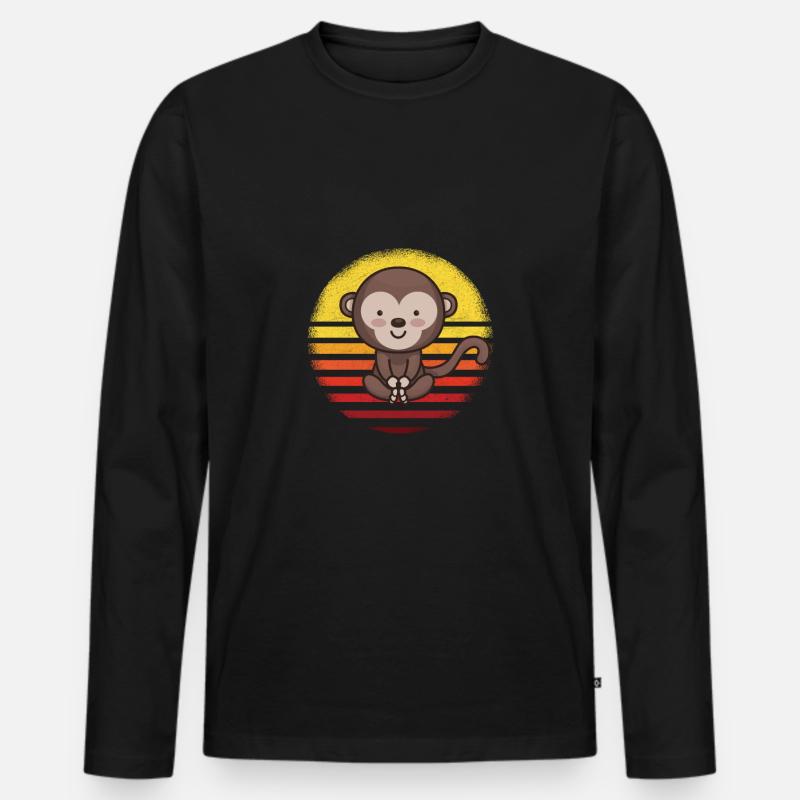 Süßes Äffchen Affe - Männer Premium Bio Langarmshirt - Schwarz