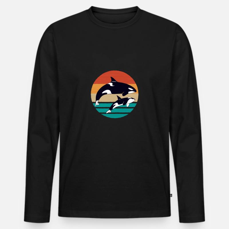 Süßes Orca Design - Männer Premium Bio Langarmshirt - Schwarz