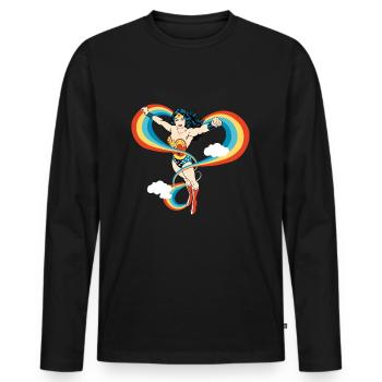 Wonder Woman Rainbow - Men's Premium Organic Long Sleeve Shirt - black - Front - Nico (187cm)