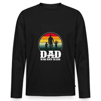 daddy Man Mythos Legende, Papa der Mann die Mythos-Legende - Männer Premium Bio Langarmshirt - Schwarz - Vorne - Nico (187cm)