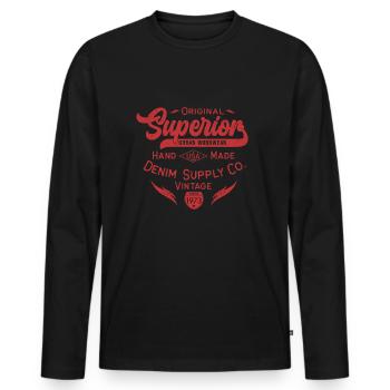 Original Superior Urban Workwear Vintage Denim - Männer Premium Bio Langarmshirt - Schwarz - Vorne - Nico (187cm)