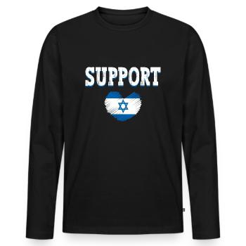 Solidarity Israel - Stand with israel - Support - Men's Premium Organic Long Sleeve Shirt - black - Front - Nico (187cm)