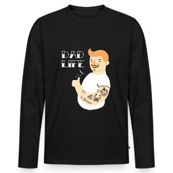 Motif de tatouage - Vie de papa - Encre d'art tatouée - T-shirt manches longues Premium bio Homme - noir - Devant - Nico (187cm)