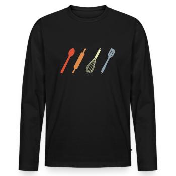 Vintage Baking Supplies - Men's Premium Organic Long Sleeve Shirt - black - Front - Nico (187cm)
