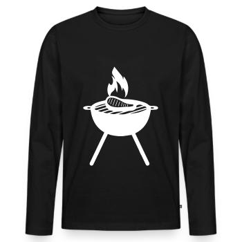 Steak de viande - T-shirt manches longues Premium bio Homme - noir - Devant - Nico (187cm)