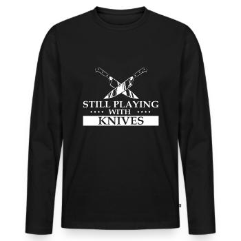 Games with Knife Knife Collector Knife Fan - Men's Premium Organic Long Sleeve Shirt - black - Front - Nico (187cm)