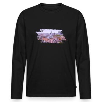 Roma Rome Rom - Männer Premium Bio Langarmshirt - Schwarz - Vorne - Nico (187cm)