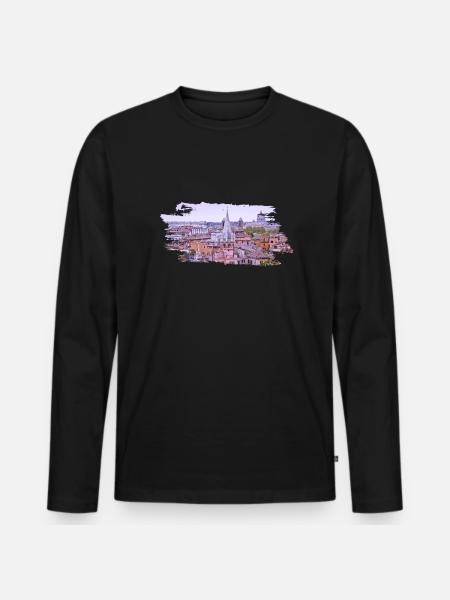 Roma Rome Rom - Männer Premium Bio Langarmshirt - Schwarz