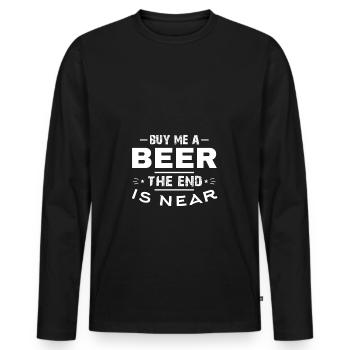 Acheter de la bière JGA World Sunset Funny Sayings - T-shirt manches longues Premium bio Homme - noir - Devant - Nico (187cm)