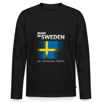 La Suède fabriquée au drapeau suédois - T-shirt manches longues Premium bio Homme - noir - Devant - Nico (187cm)