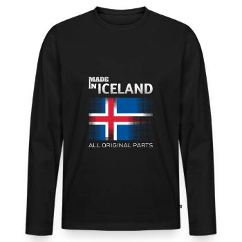 Islande faite au drapeau islandais - T-shirt manches longues Premium bio Homme - noir - Devant - Nico (187cm)