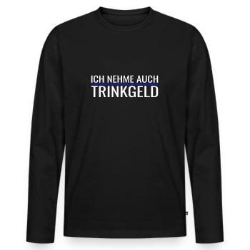 Trinkgeld Kellner Bedienung Restaurant Gastronomie - Männer Premium Bio Langarmshirt - Schwarz - Vorne - Nico (187cm)