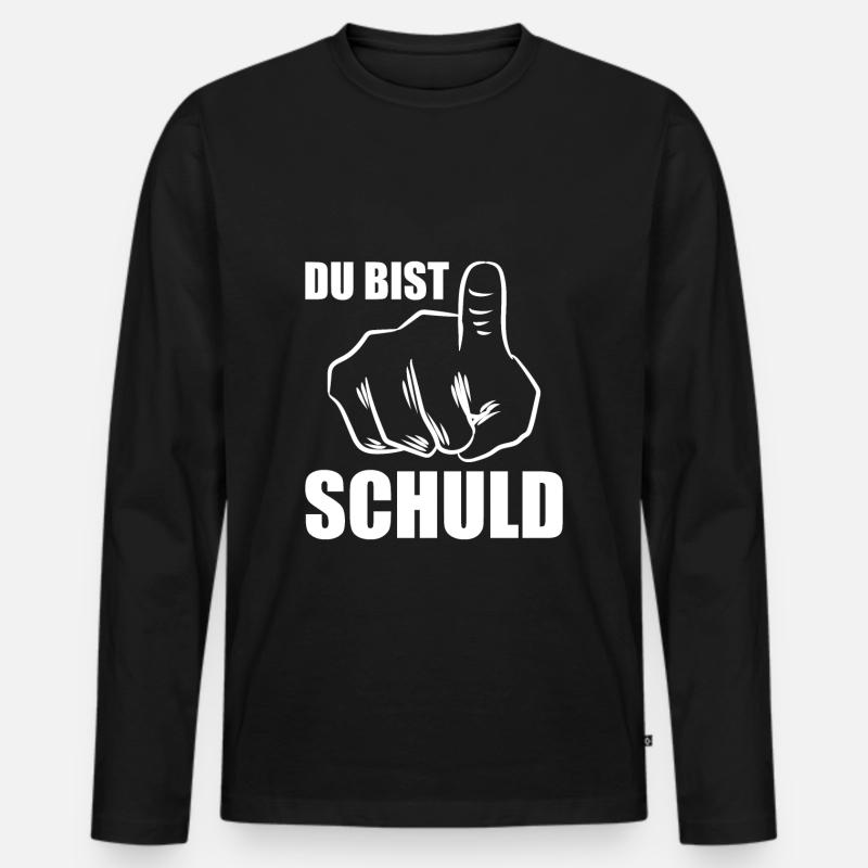 Du bist Schuld - Männer Premium Bio Langarmshirt - Schwarz