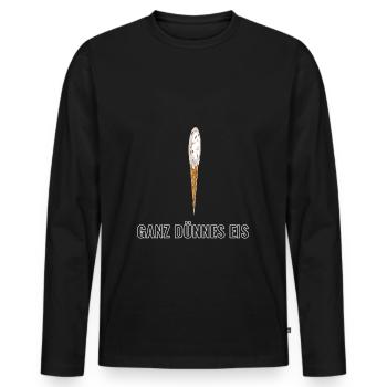 ganz dünnes Eis zweideutiger Wortwitz memes - Männer Premium Bio Langarmshirt - Schwarz - Vorne - Nico (187cm)