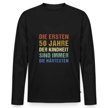 Die ersten 50 Jahre der Kindheit 50.Geburtstag - Männer Premium Bio Langarmshirt - Schwarz - Vorne - Nico (187cm)