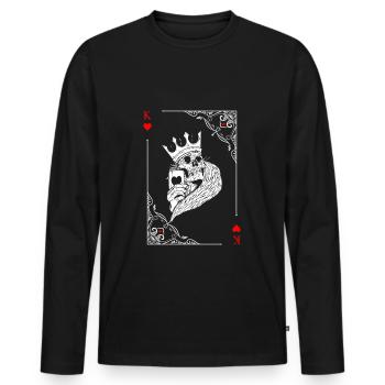 Card Symbols Playing Cards Heart King Card Game - Men's Premium Organic Long Sleeve Shirt - black - Front - Nico (187cm)