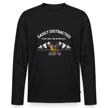 Hot Dog Moto MotoCycliste Biker Cadeau - T-shirt manches longues Premium bio Homme - noir - Devant - Nico (187cm)