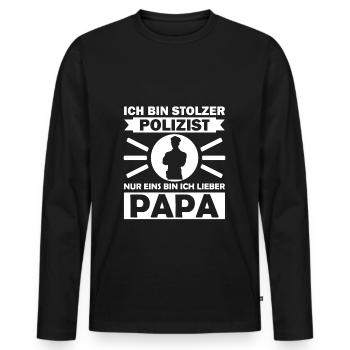 Geburtstagsgeschenk Polizist Vater Lustiger Spruch - Männer Premium Bio Langarmshirt - Schwarz - Vorne - Nico (187cm)