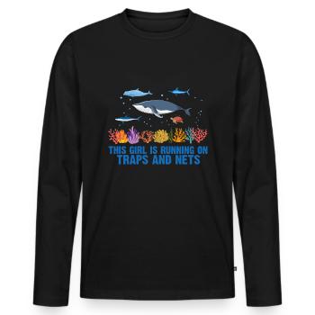 Girl Net Boat Marine Biologist Biology Ocean - Men's Premium Organic Long Sleeve Shirt - black - Front - Nico (187cm)