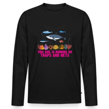 Girl Net Boat Marine Biologist Biology Ocean - Men's Premium Organic Long Sleeve Shirt - black - Front - Nico (187cm)
