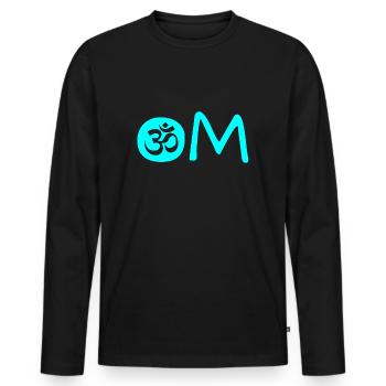 Om Chakra blau - Männer Premium Bio Langarmshirt - Schwarz - Vorne - Nico (187cm)