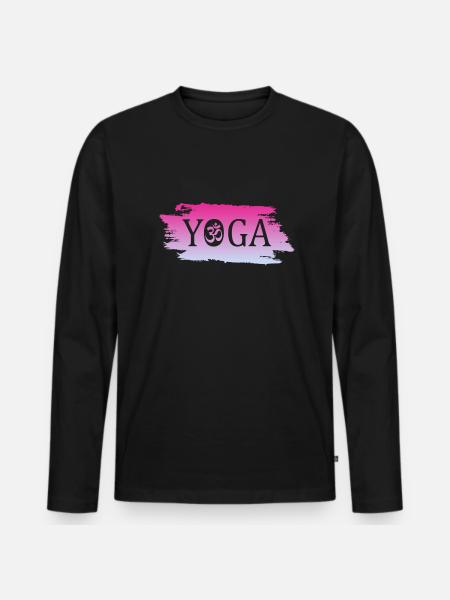 Yoga Namaste - Männer Premium Bio Langarmshirt - Schwarz