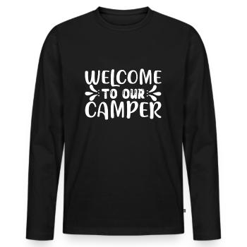Welcome To Our Camper - Men's Premium Organic Long Sleeve Shirt - black - Front - Nico (187cm)