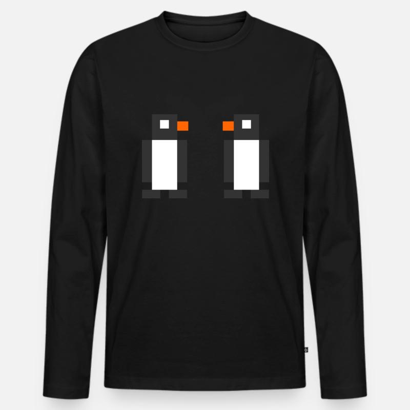 Digitale Pinguine - Männer Premium Bio Langarmshirt - Schwarz