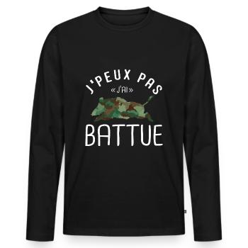 J'peux pas j'ai battue chasse chasseur sanglier - T-shirt manches longues Premium bio Homme - noir - Devant - Nico (187cm)