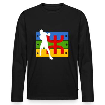 Berber Amazigh Boxen - Männer Premium Bio Langarmshirt - Schwarz - Vorne - Nico (187cm)