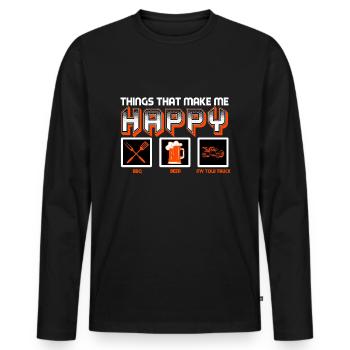 Things That Make Me Happy BBQ Beer My Tow Truck - Men's Premium Organic Long Sleeve Shirt - black - Front - Nico (187cm)