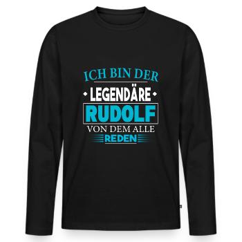 Rudolf Name Geburtstag - Rudolf Namenstag - Männer Premium Bio Langarmshirt - Schwarz - Vorne - Nico (187cm)
