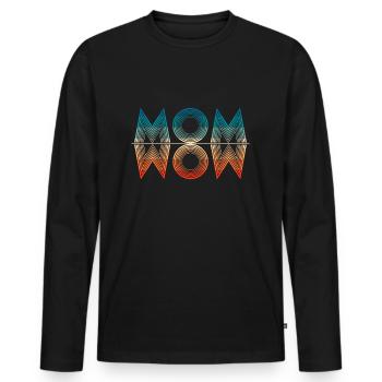 MOM WOW Mirror - T-shirt manches longues Premium bio Homme - noir - Devant - Nico (187cm)