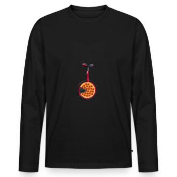 Pizza monocycle - T-shirt manches longues Premium bio Homme - noir - Devant - Nico (187cm)