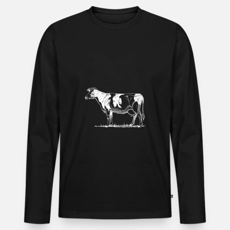 Kuh - Männer Premium Bio Langarmshirt - Schwarz