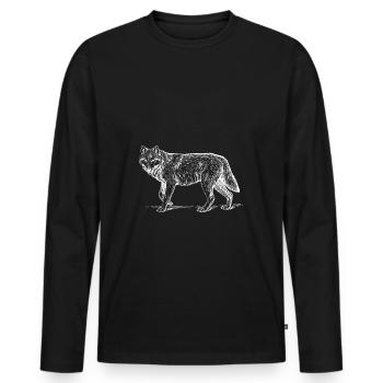 loup - T-shirt manches longues Premium bio Homme - noir - Devant - Nico (187cm)